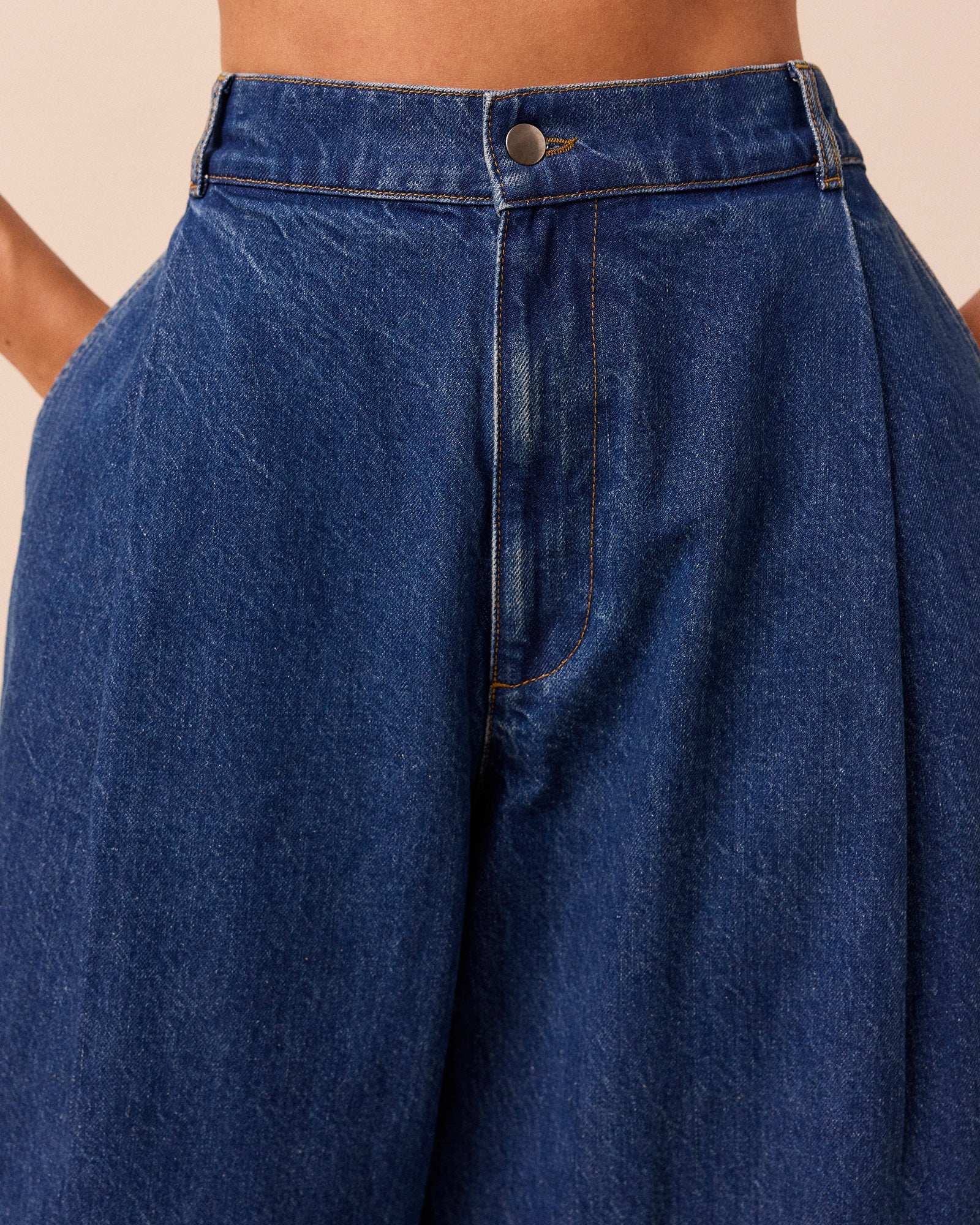Blair Mid Blue Contrast Hem Denim Jeans - Image 5