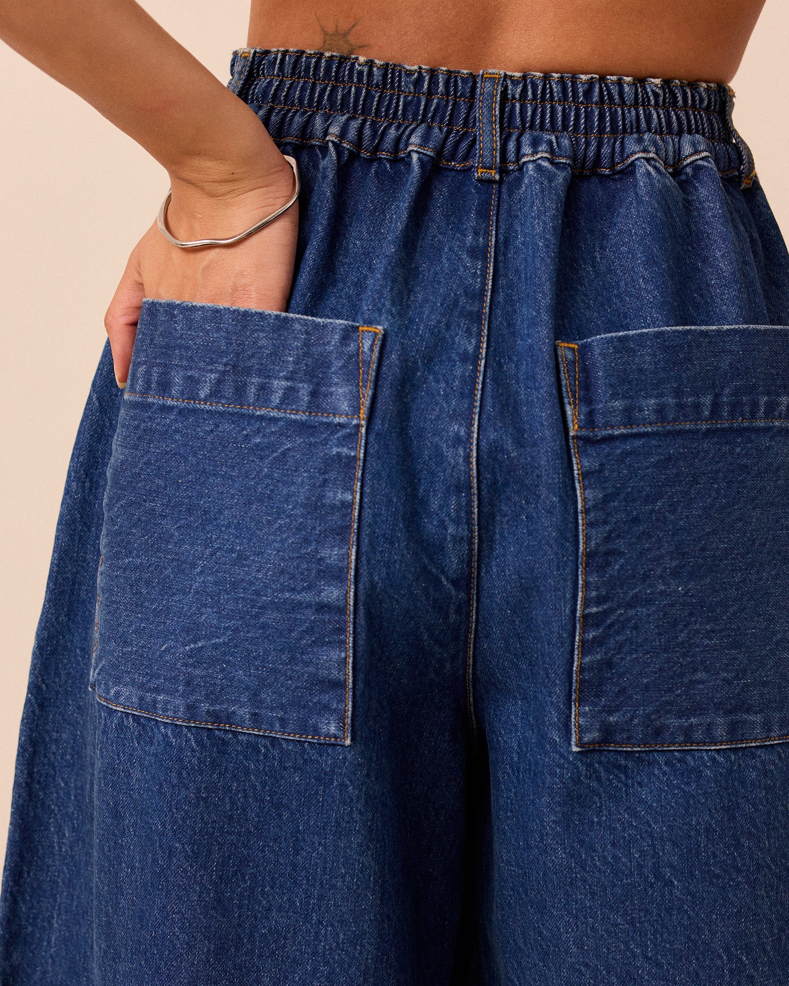 Blair Mid Blue Contrast Hem Denim Jeans - Image 6