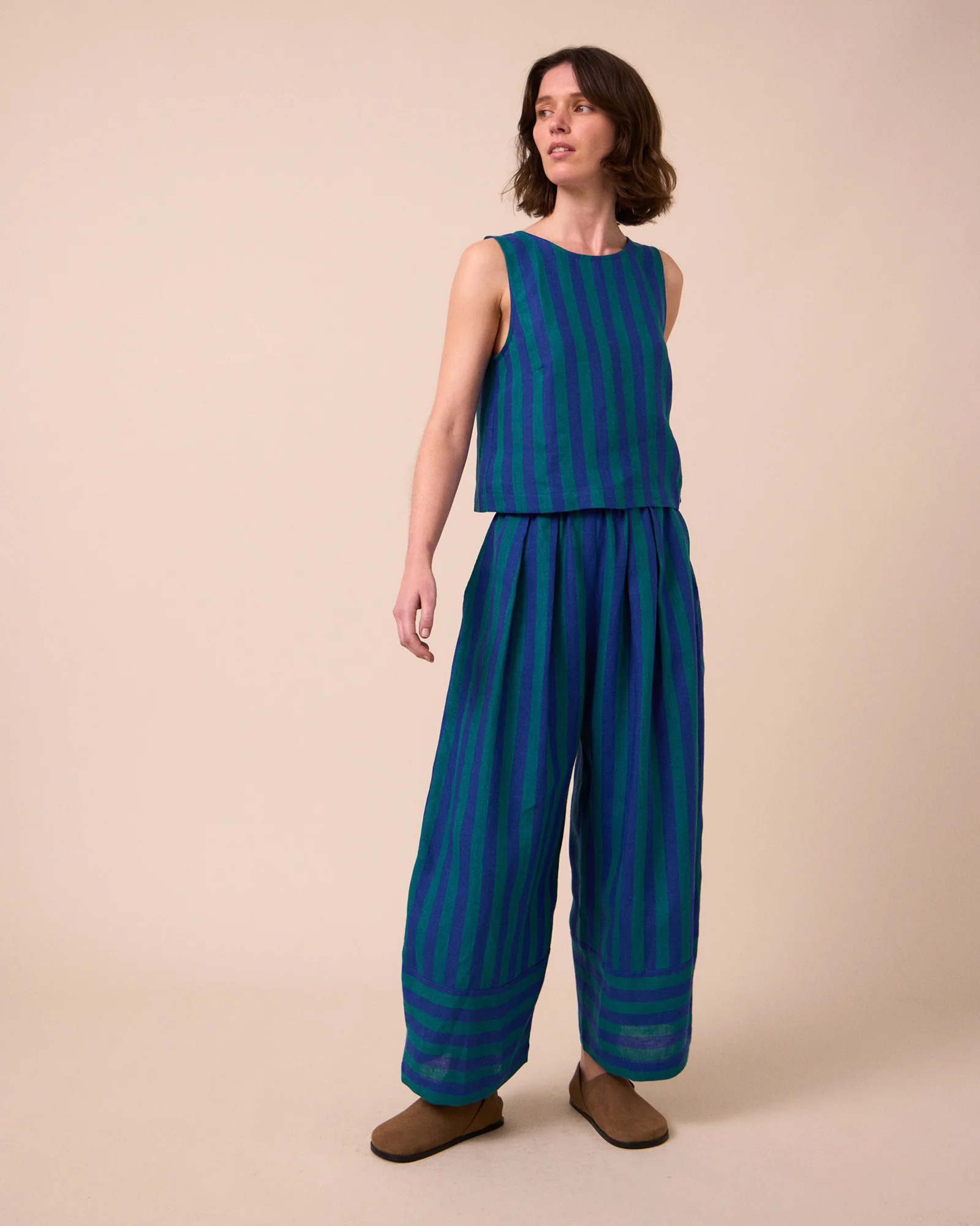 Bobbi Blue House Stripe Linen Trousers - Image 2