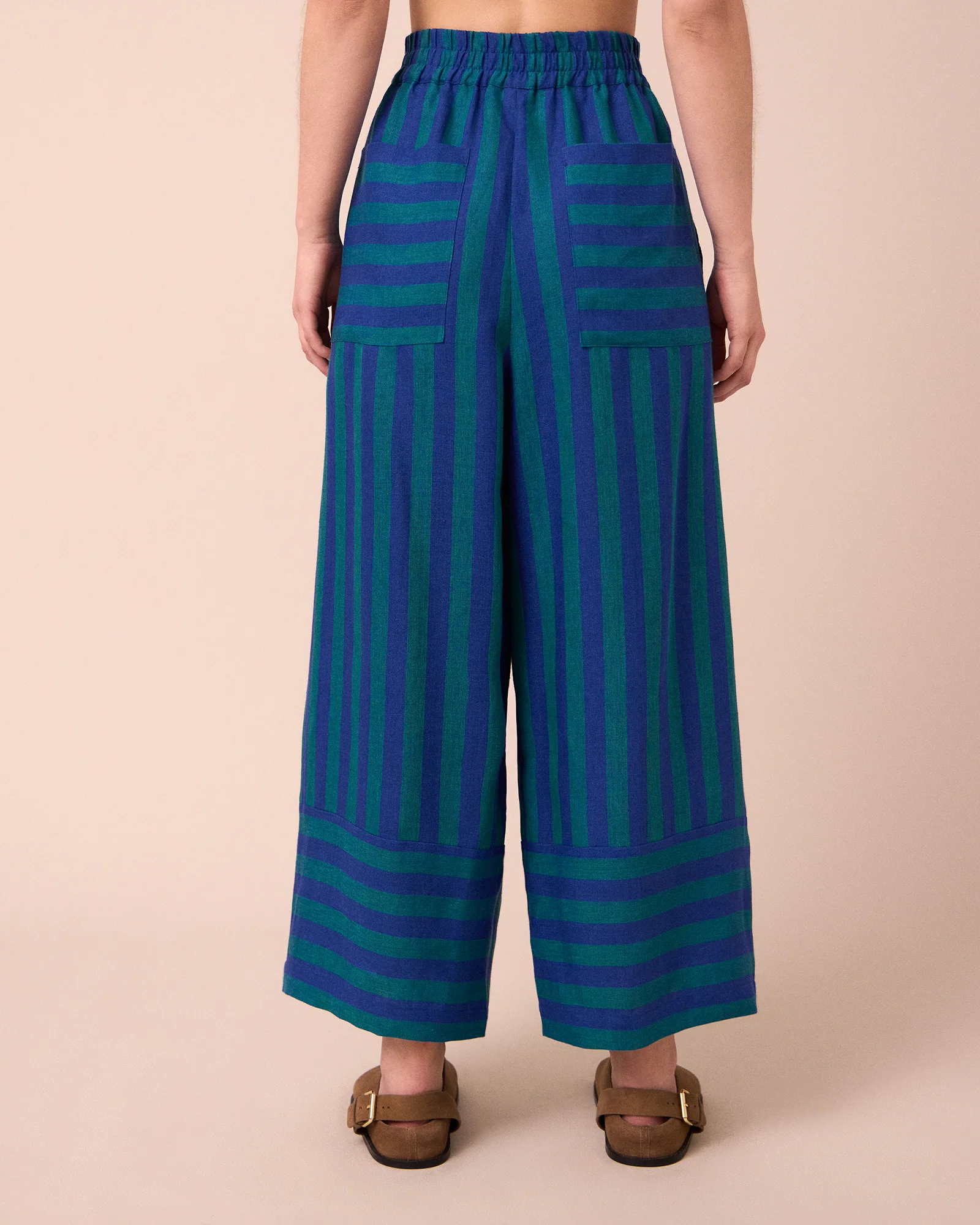 Bobbi Blue House Stripe Linen Trousers - Image 4