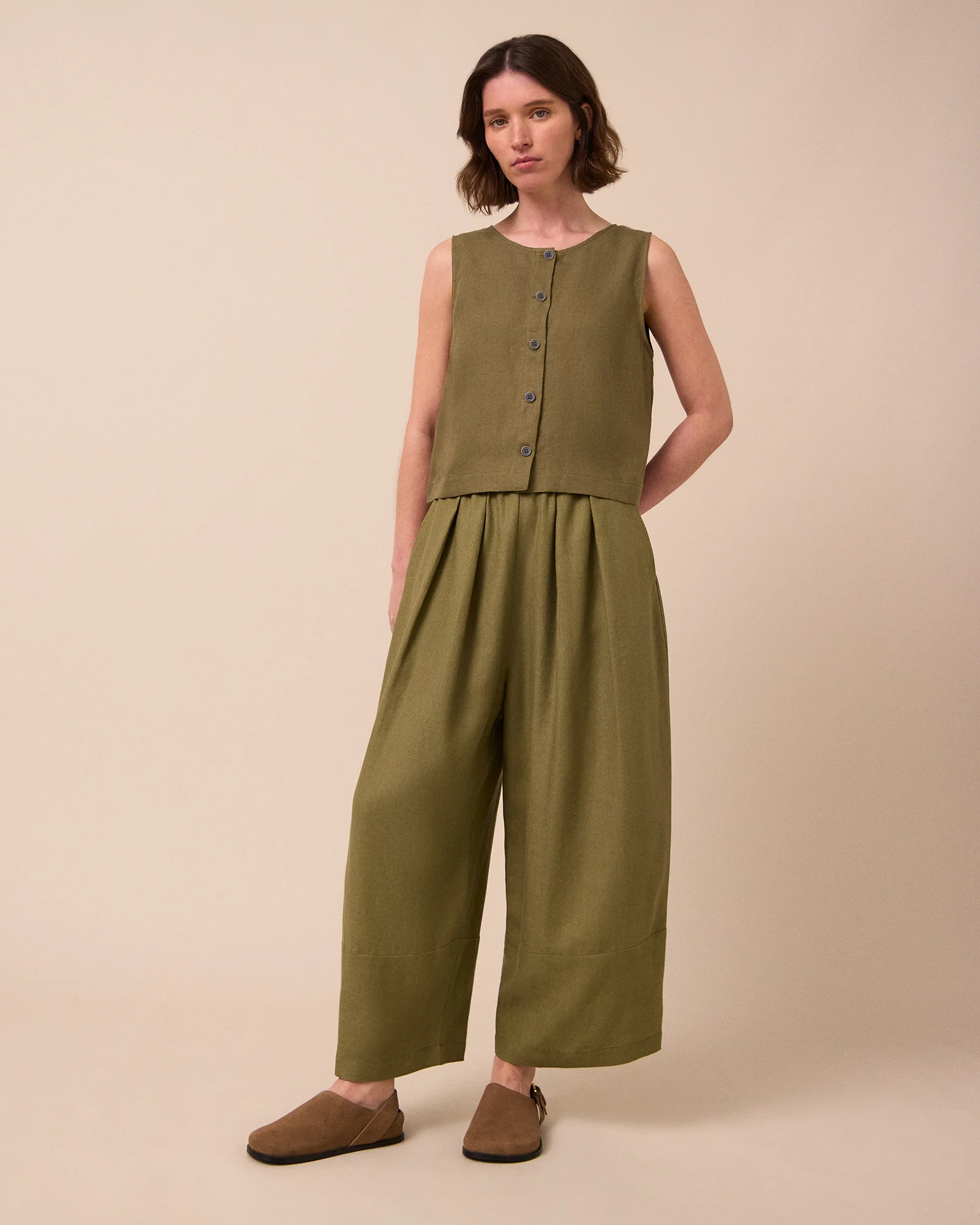 Bobbi Khaki Linen Trousers