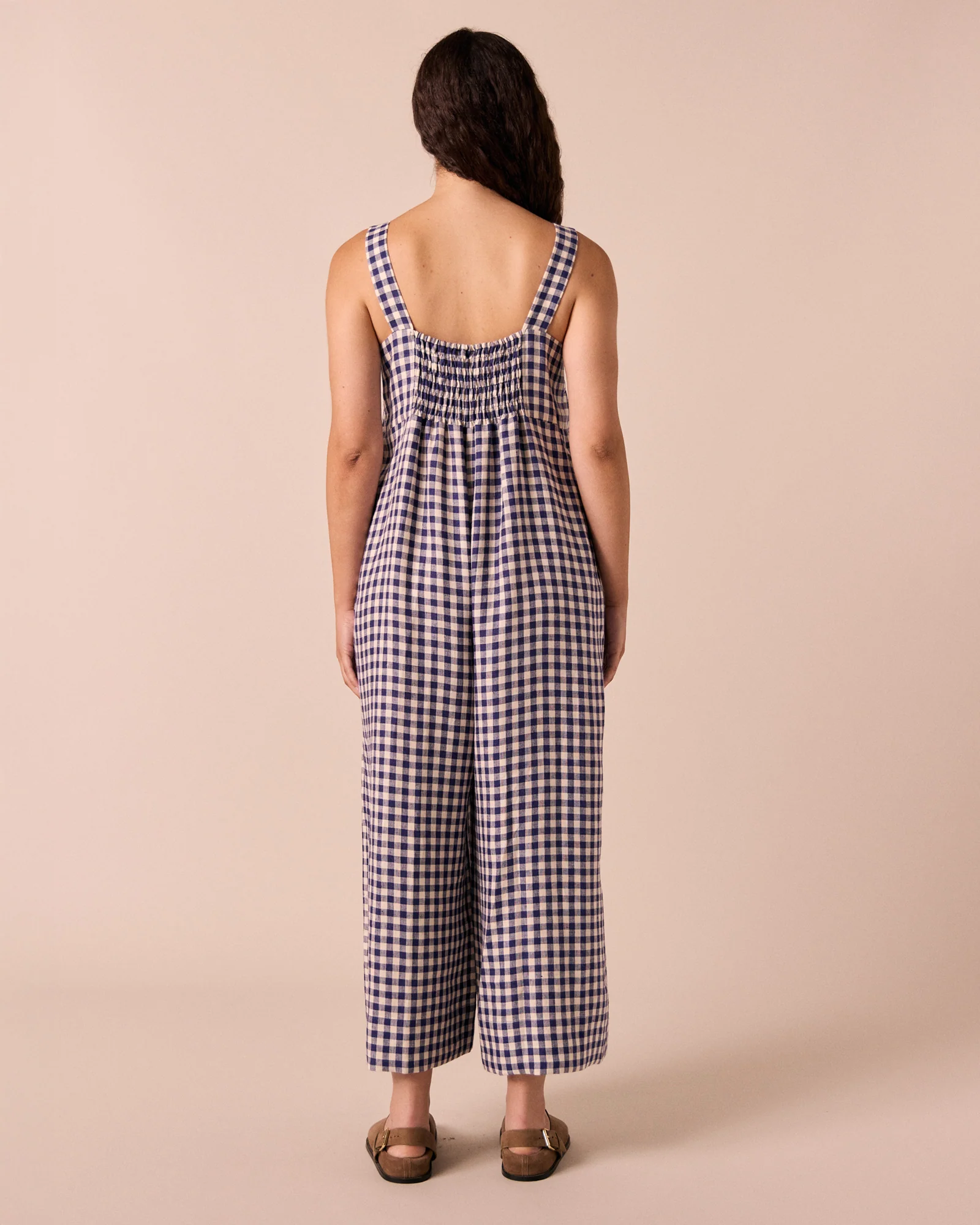 Cari Indigo Gingham Linen Jumpsuit - Image 4