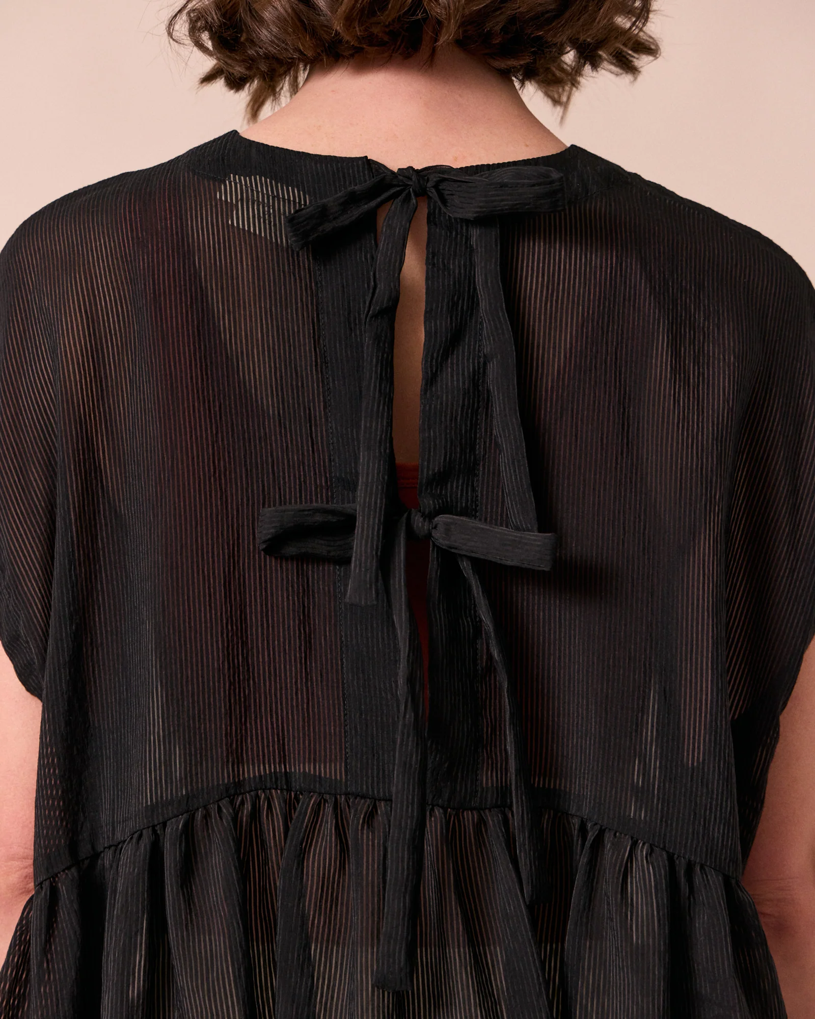 Ella Black Sheer Stripe Dress - Image 5