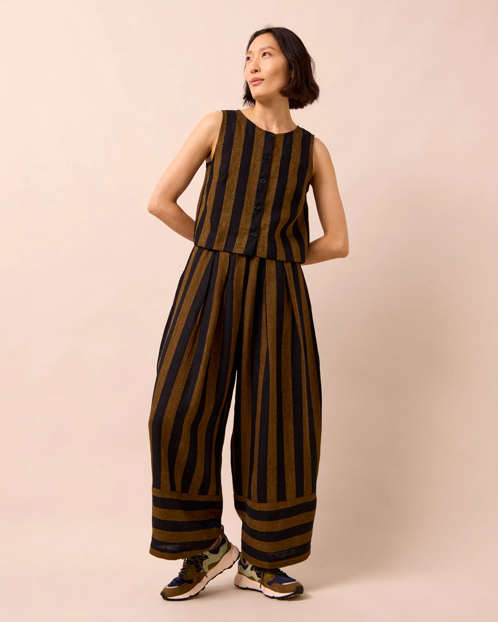 Elodie Rust Stripe Linen Top - Image 2