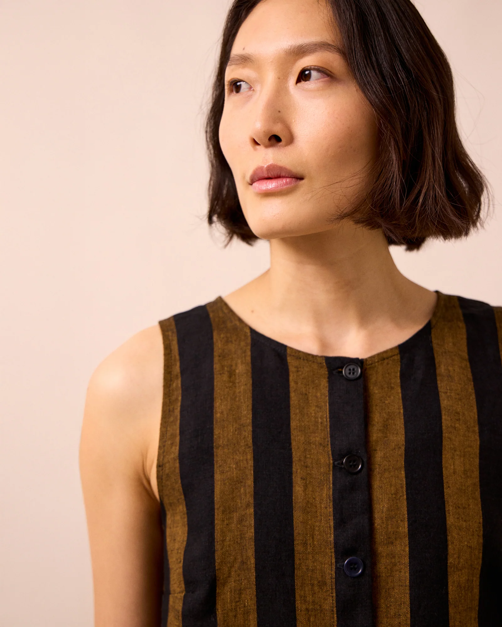 Elodie Rust Stripe Linen Top - Image 3