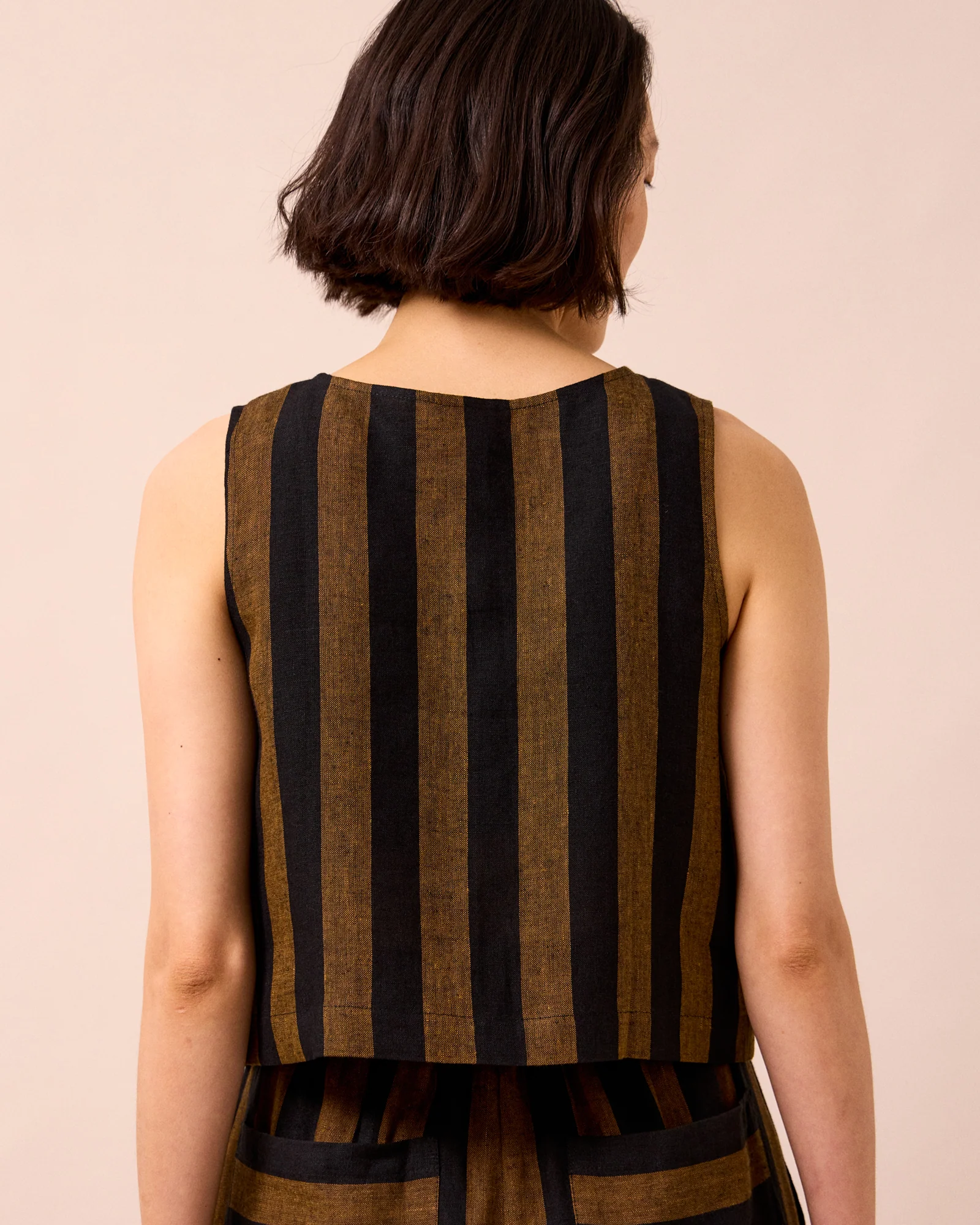 Elodie Rust Stripe Linen Top - Image 4