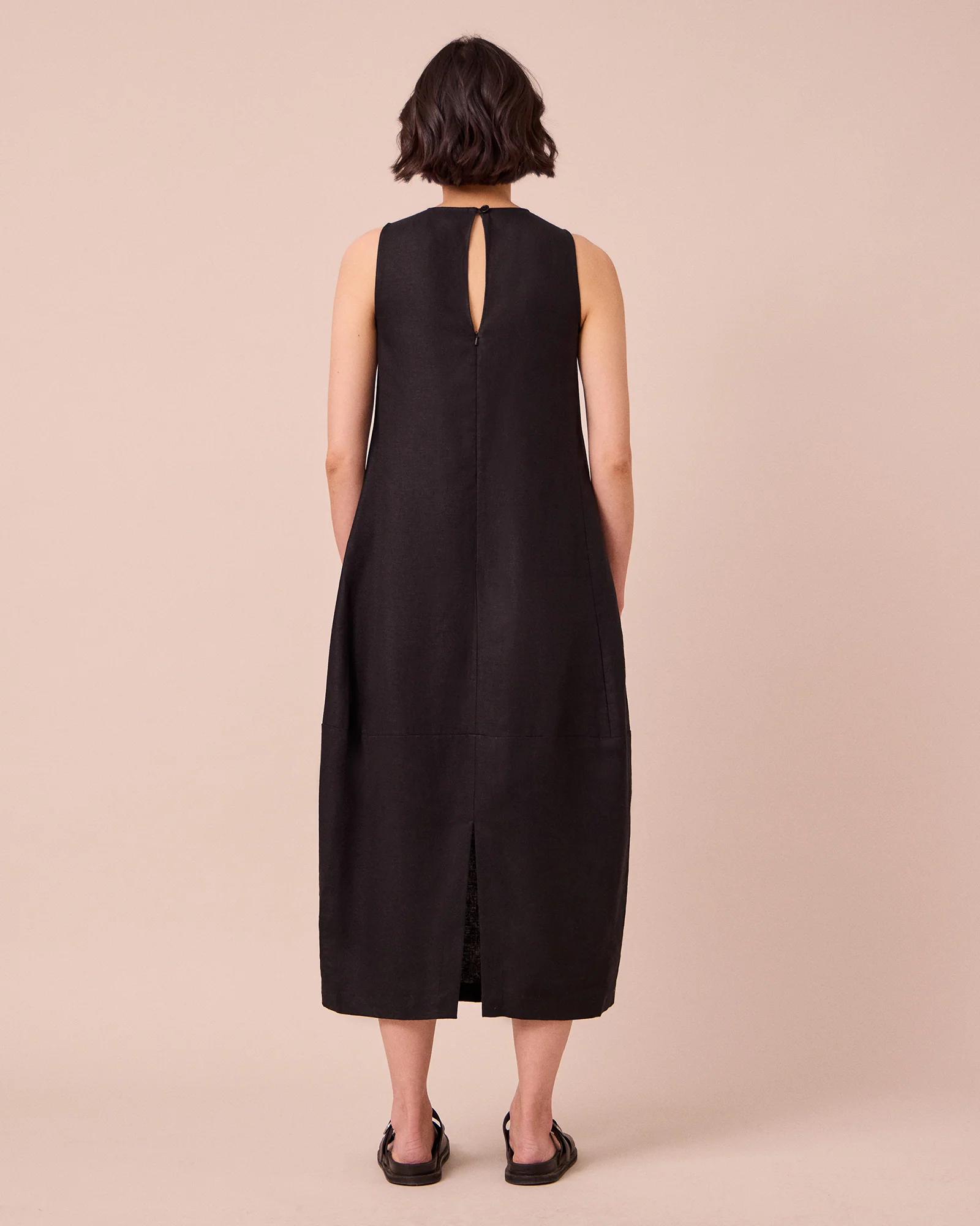 Etta Black Linen Dress - Image 4