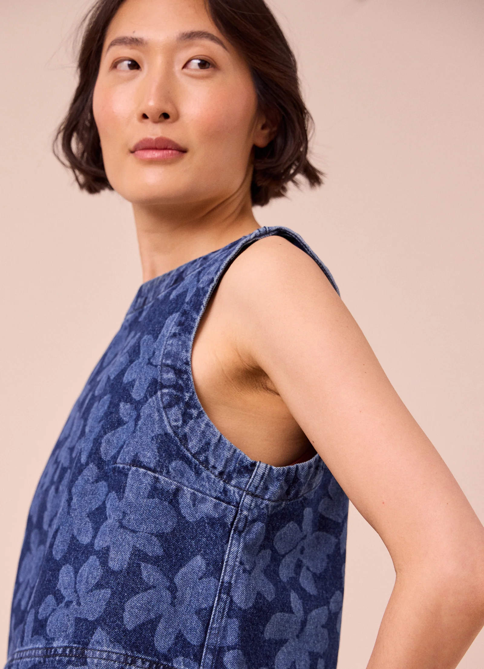 Hailey Pressed Flower Print Denim Top - Image 4