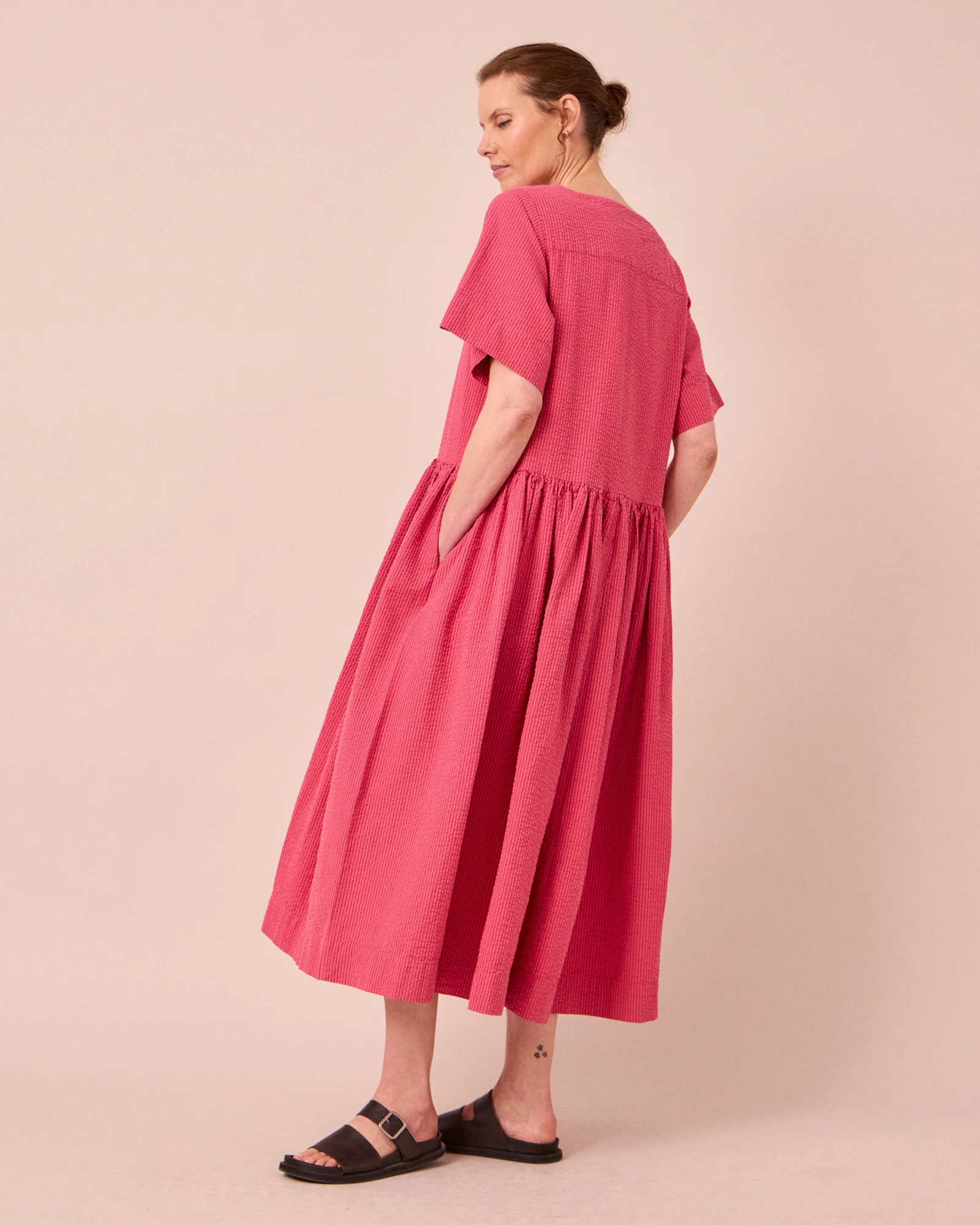 Harper Raspberry Stripe Seersucker Dress - Image 3