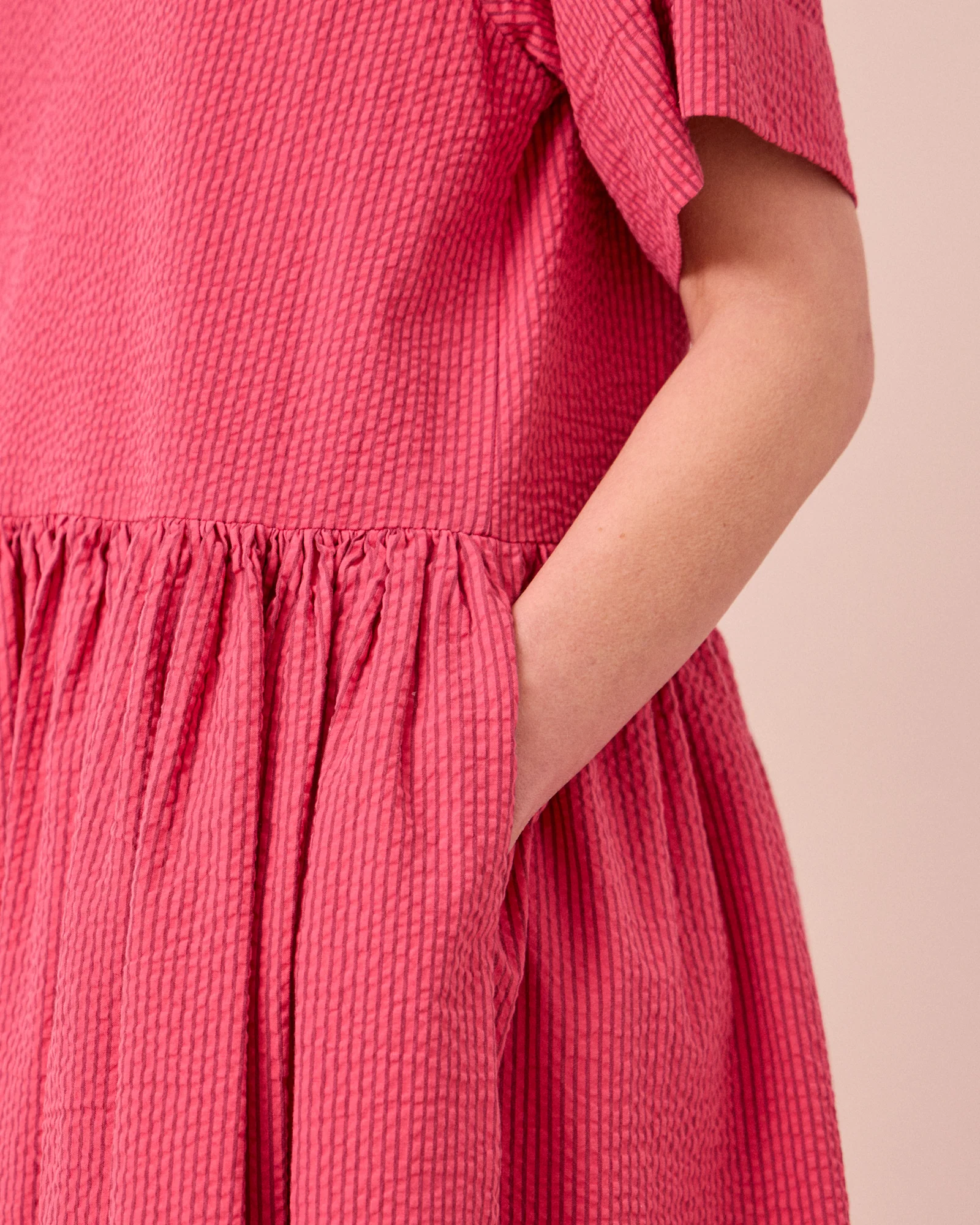 Harper Raspberry Stripe Seersucker Dress - Image 5