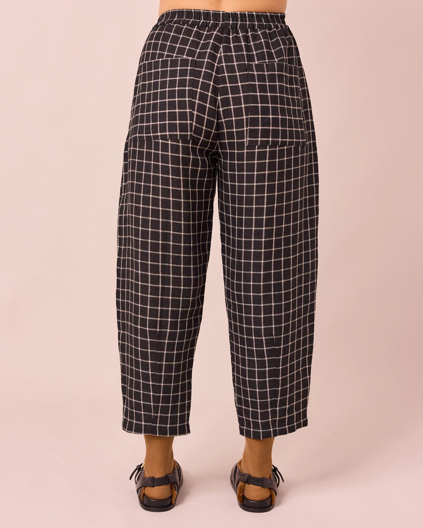 Huxley Black Grid Linen Trousers - Image 5