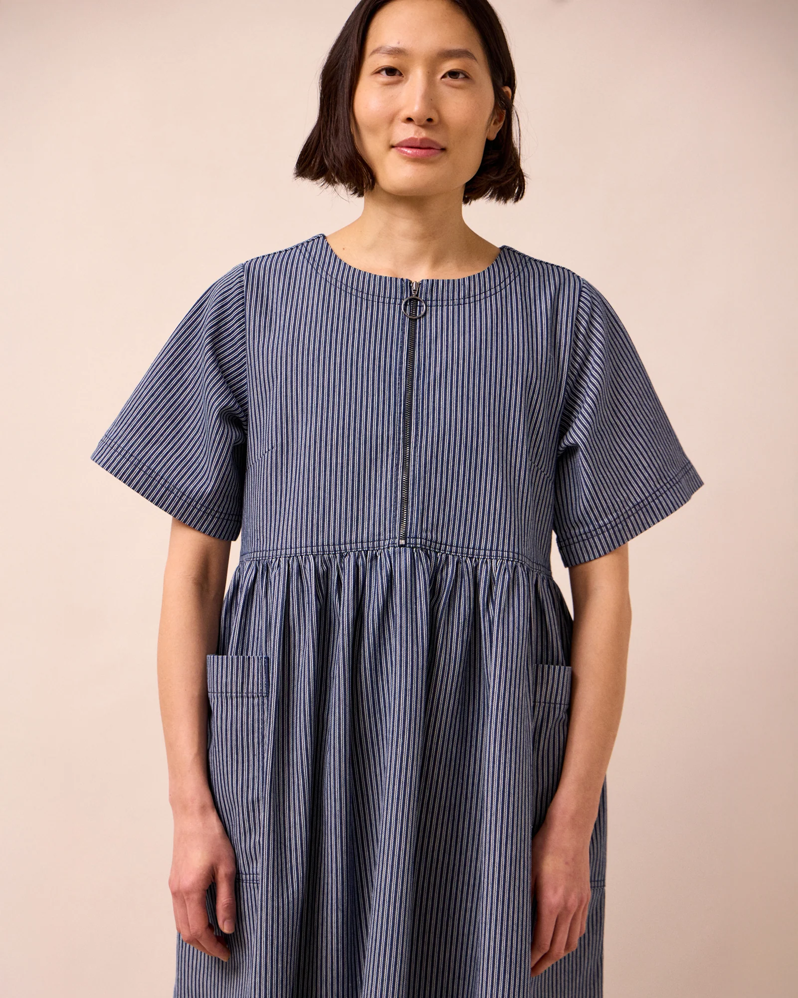 Kera Navy Hickory Stripe Denim Dress - Image 3
