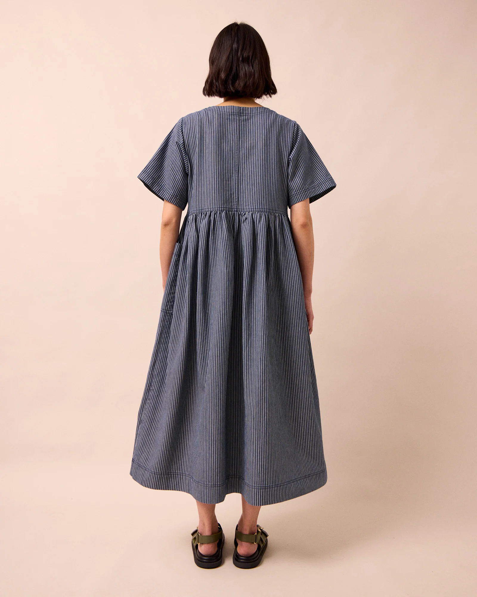 Kera Navy Hickory Stripe Denim Dress - Image 5