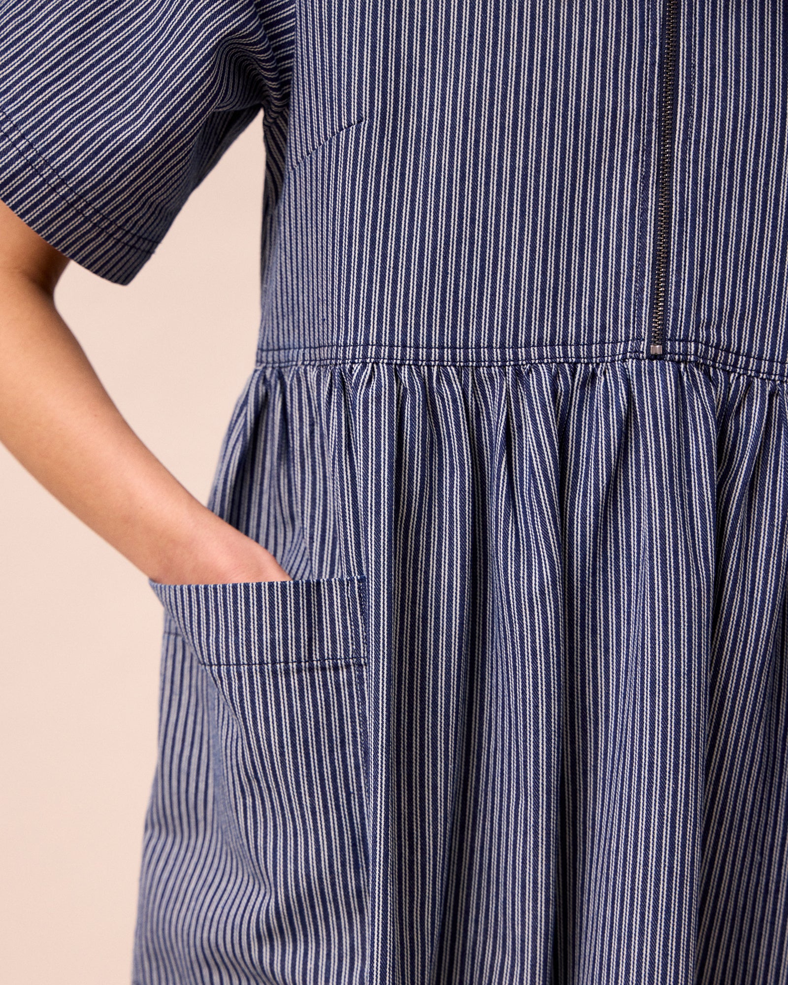 Kera Navy Hickory Stripe Denim Dress - Image 6
