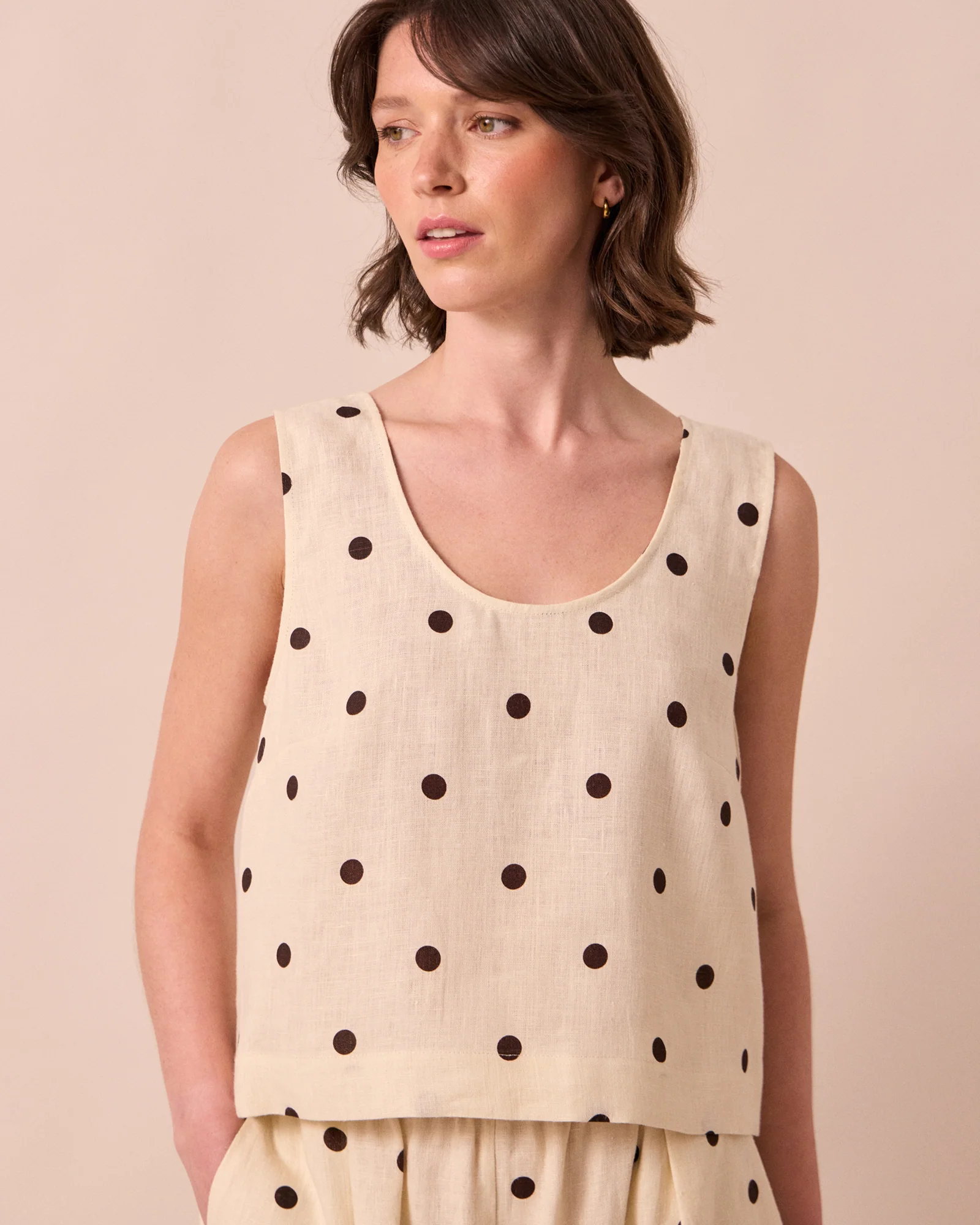 Kim Bone Spot Print Linen Top - Image 3