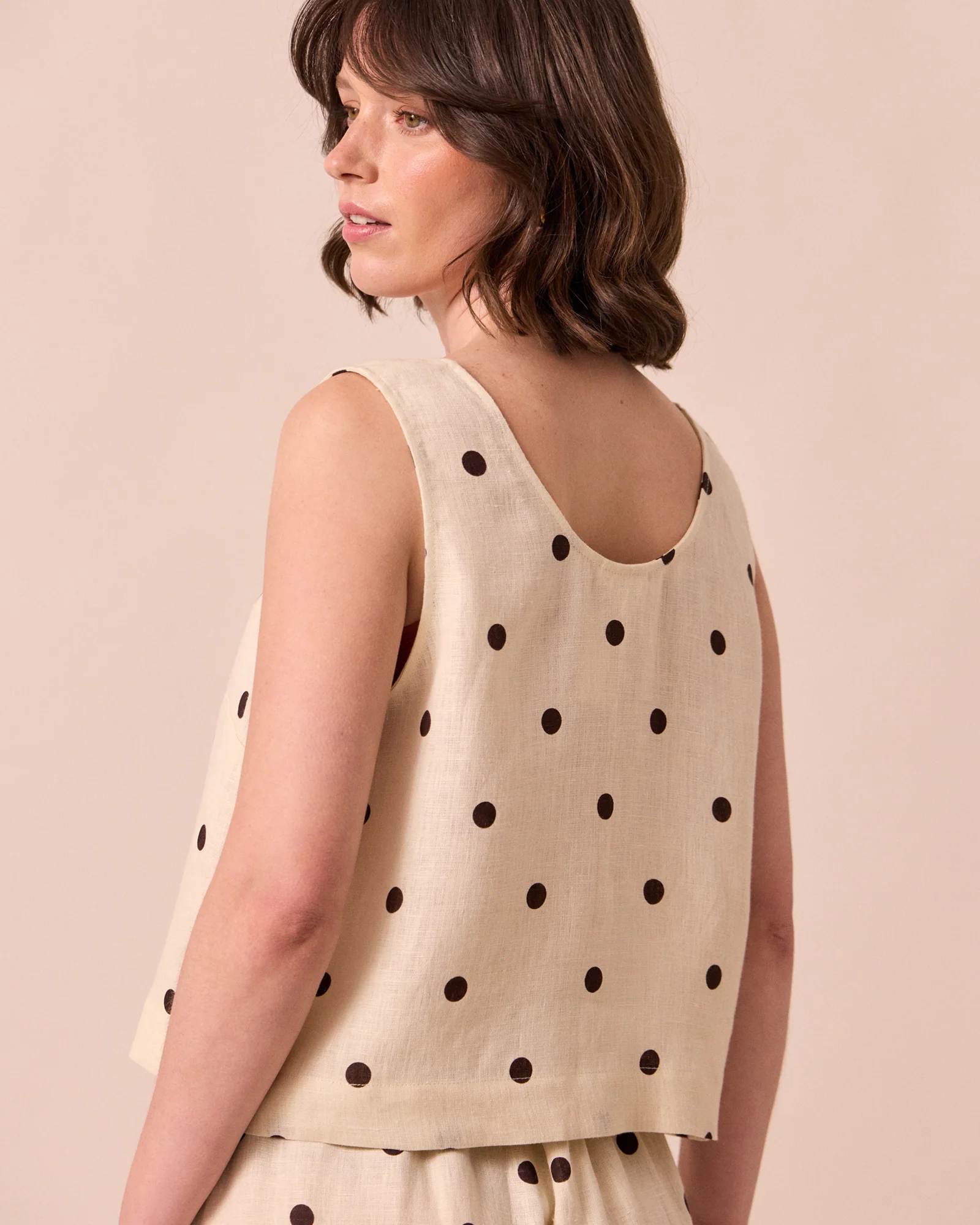 Kim Bone Spot Print Linen Top - Image 4