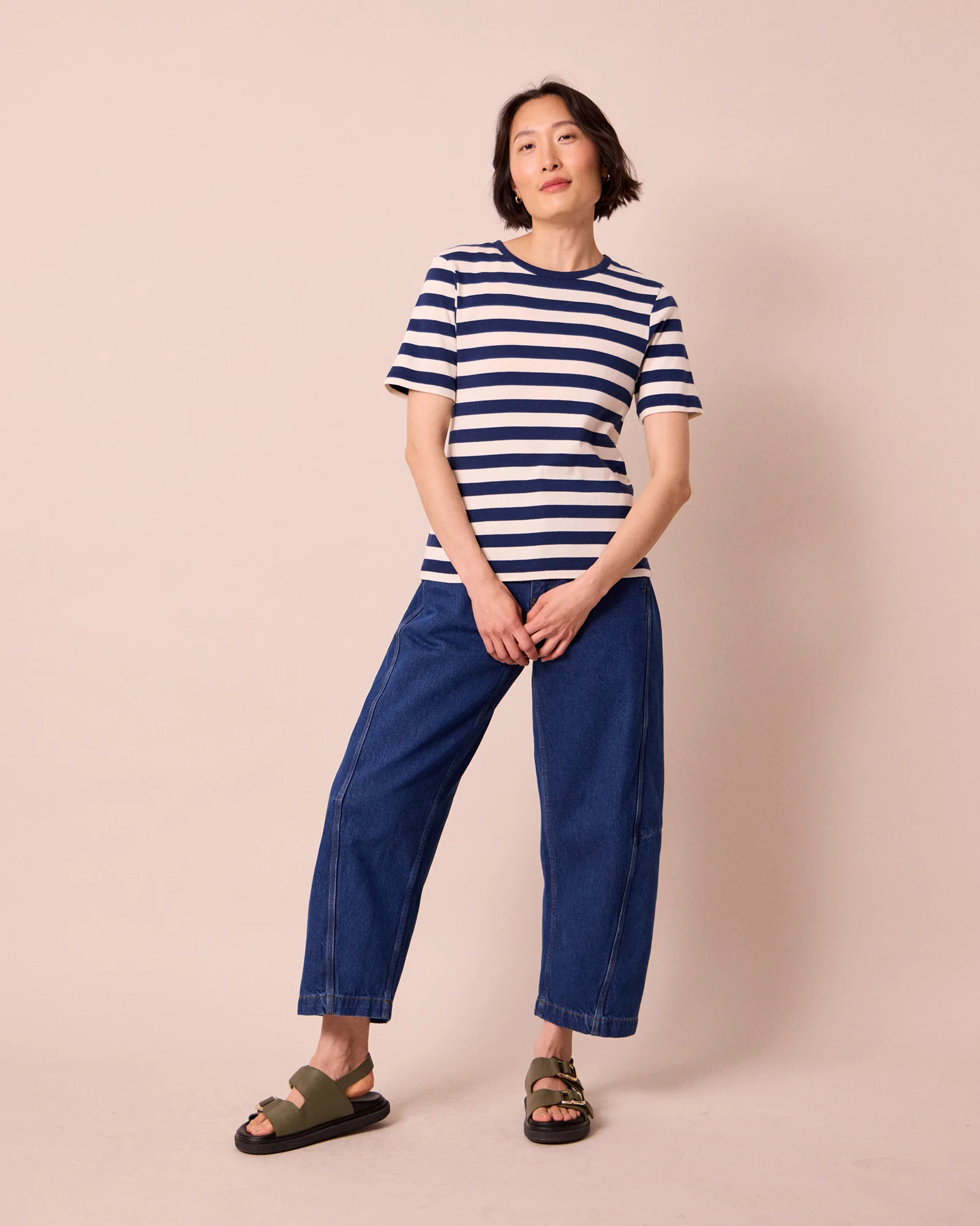 Lottie Ecru and French Navy Stripe Jersey T-Shirt - Image 4