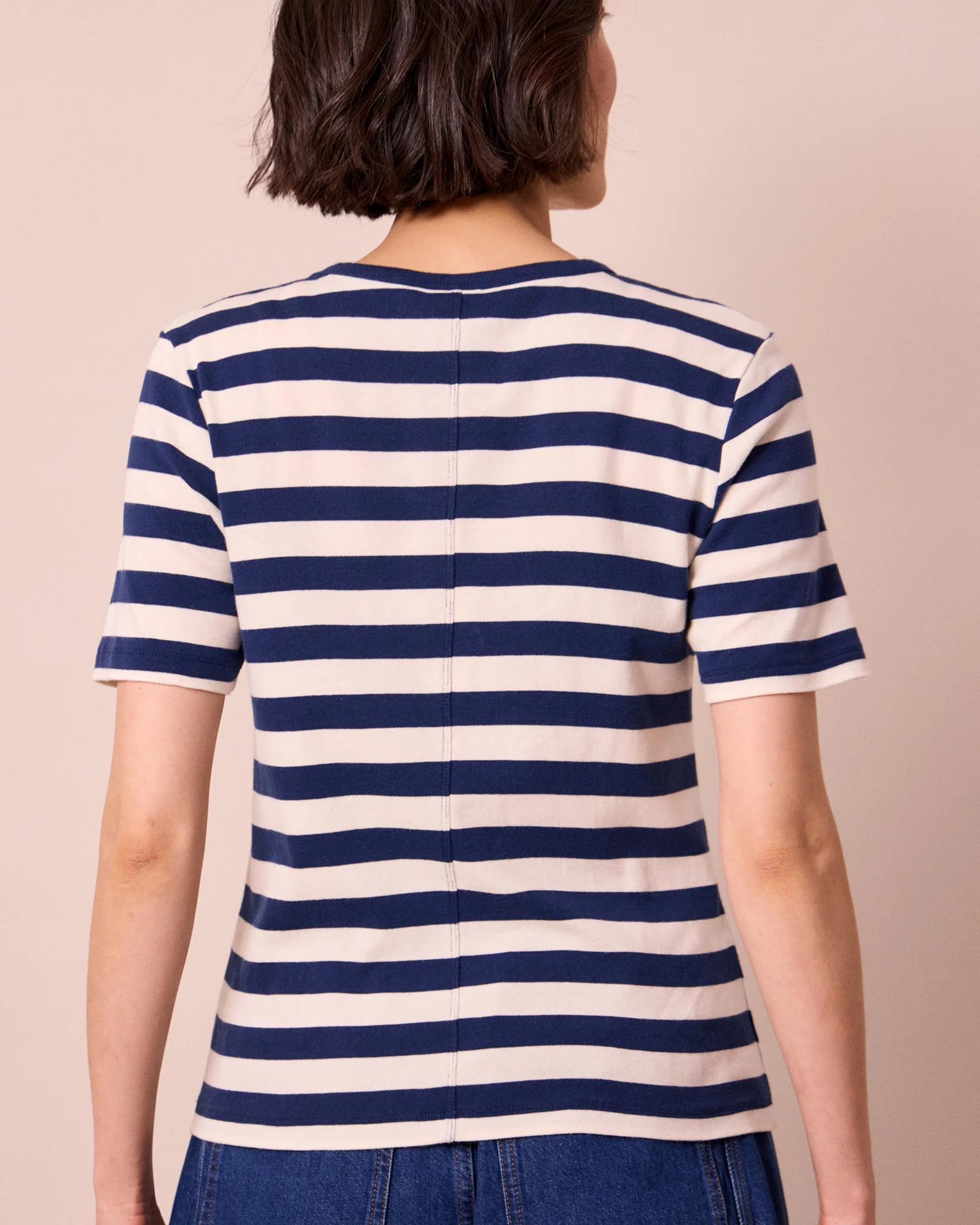 Lottie Ecru and French Navy Stripe Jersey T-Shirt - Image 5