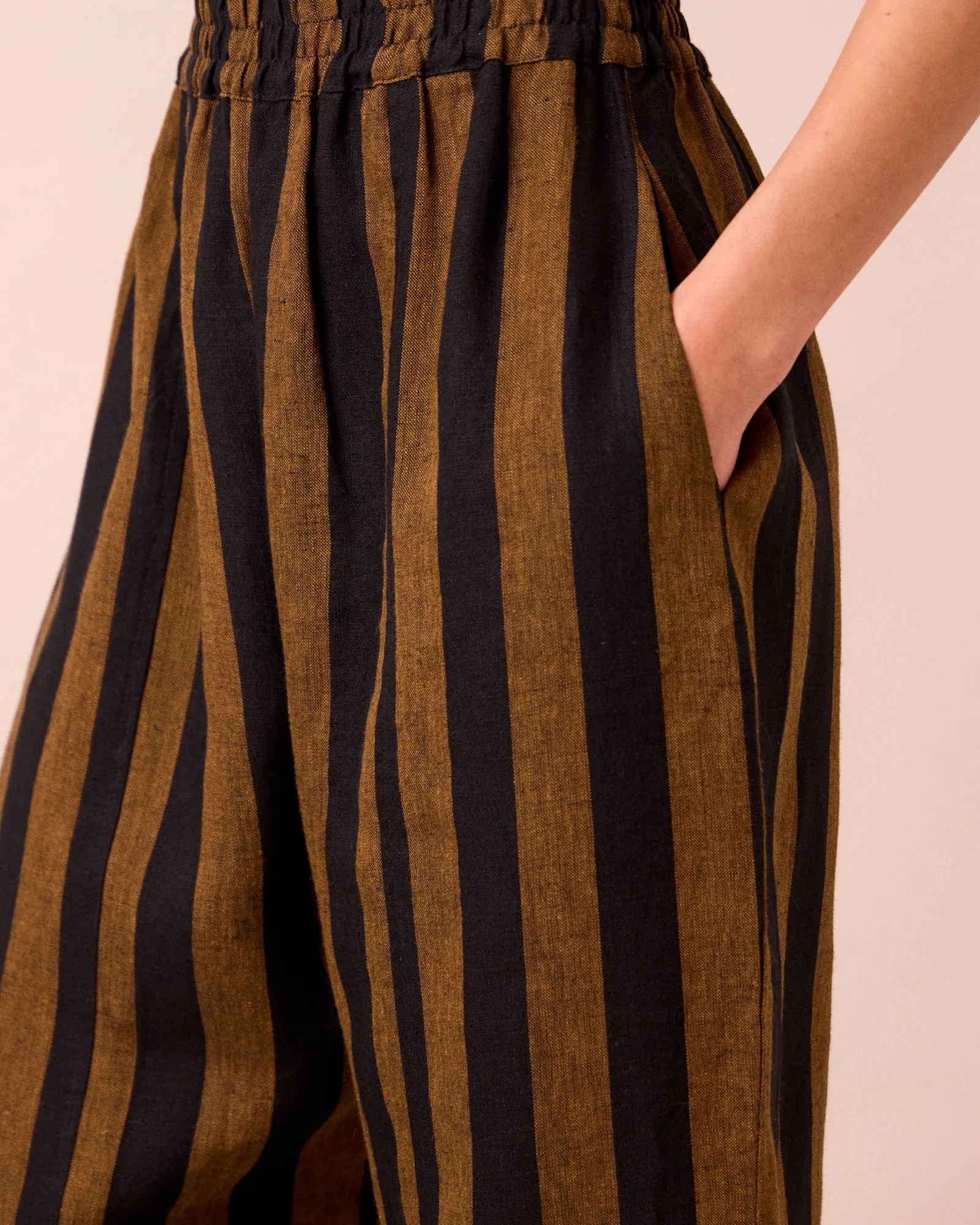 Mabel Rust And Black Stripe Linen Trousers - Image 5