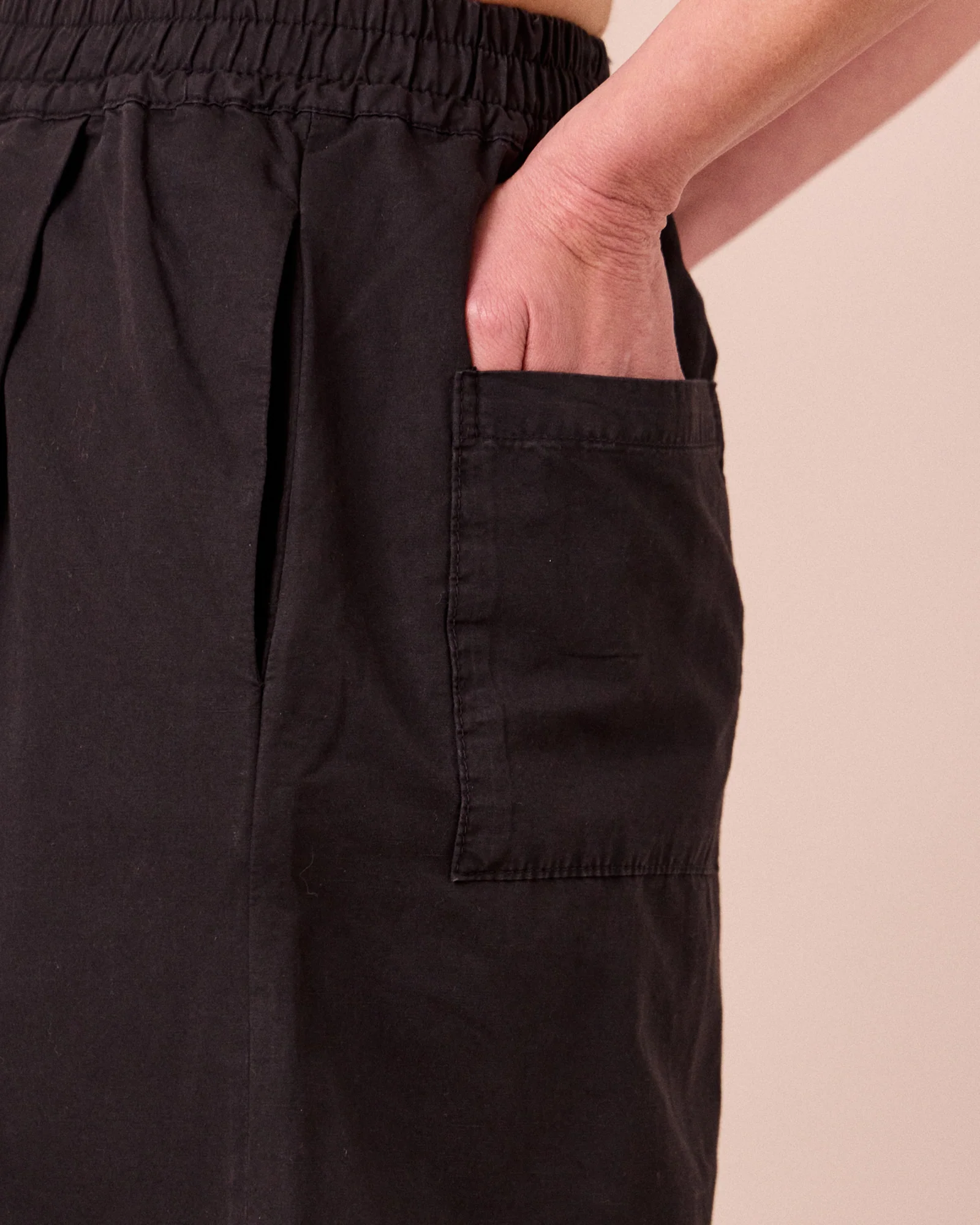 Macey Black Cotton Linen Slub Skirt - Image 5