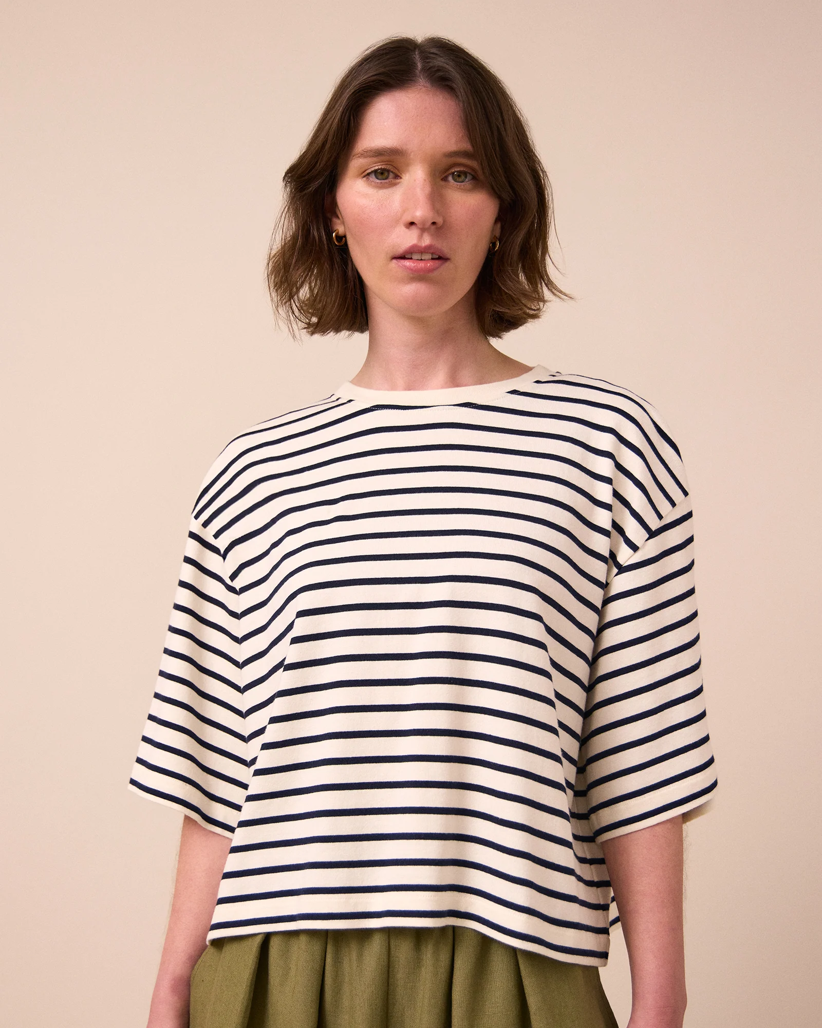 Nova Ecru & Ink Stripe Jersey Top