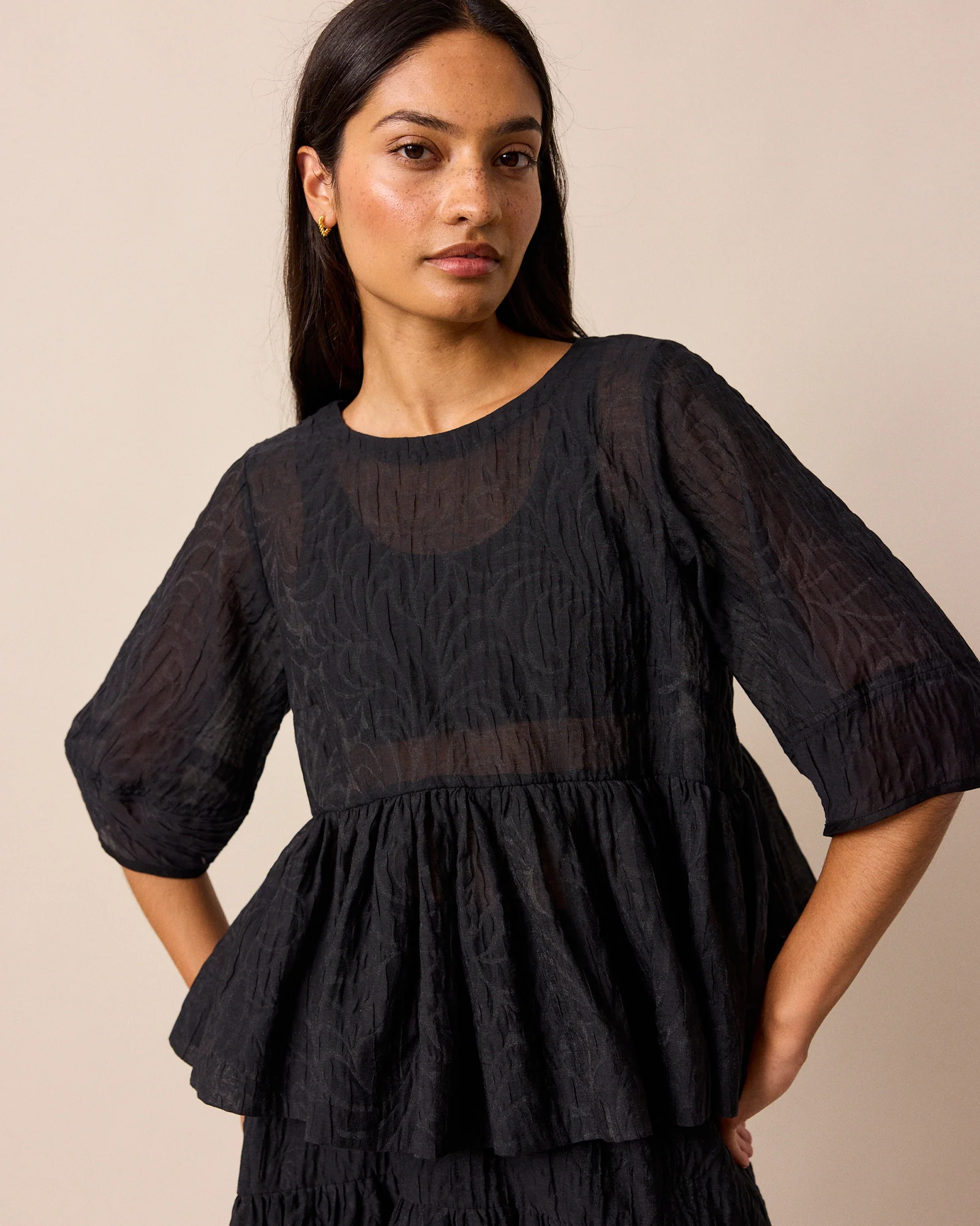 Priya Black Organza Tops - Image 4