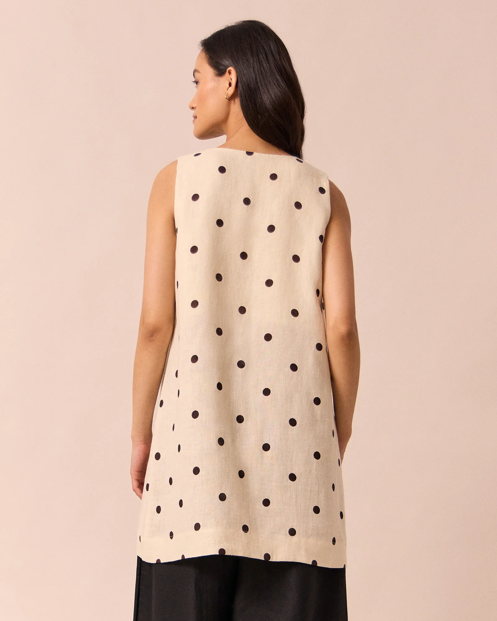 Reeta Bone Spot Print Linen Dress - Image 4