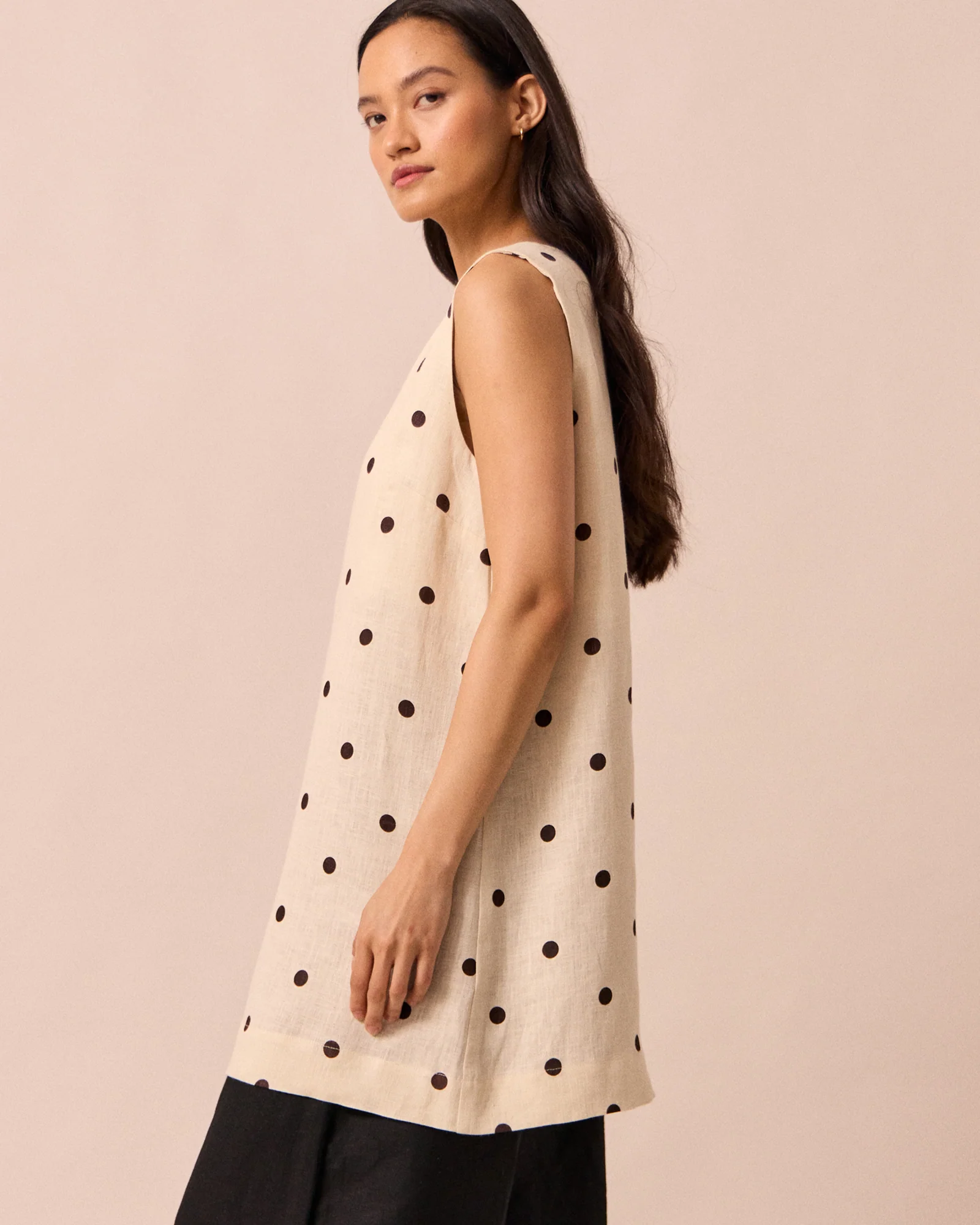 Reeta Bone Spot Print Linen Dress - Image 5