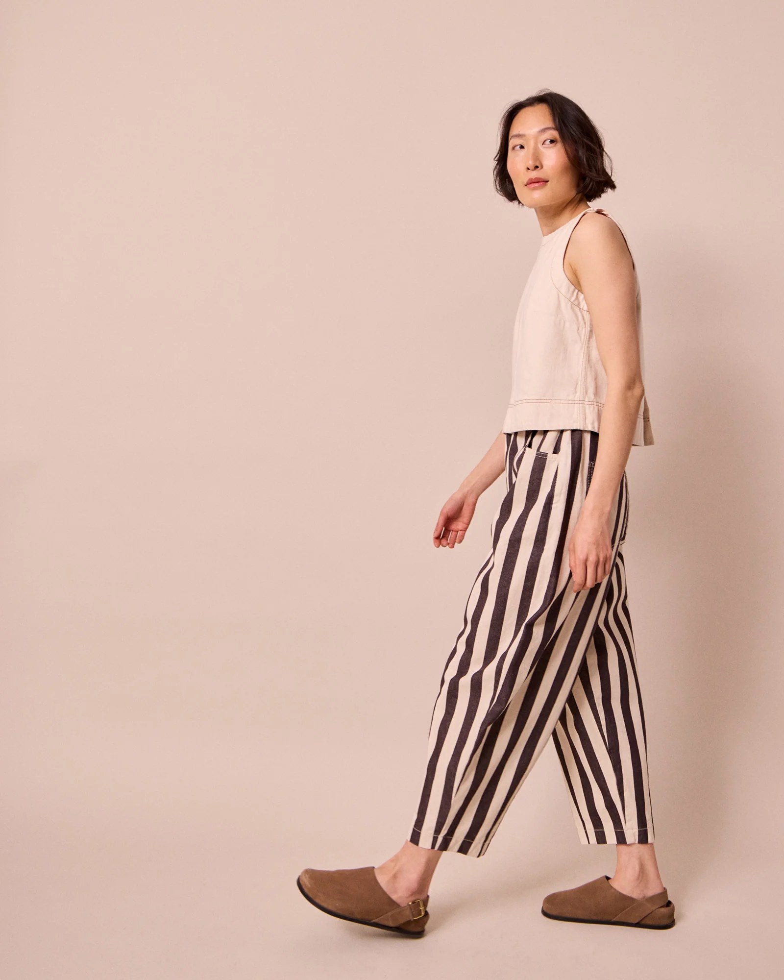 Remi Ecru & Chocolate Stripe Denim Jeans - Image 3