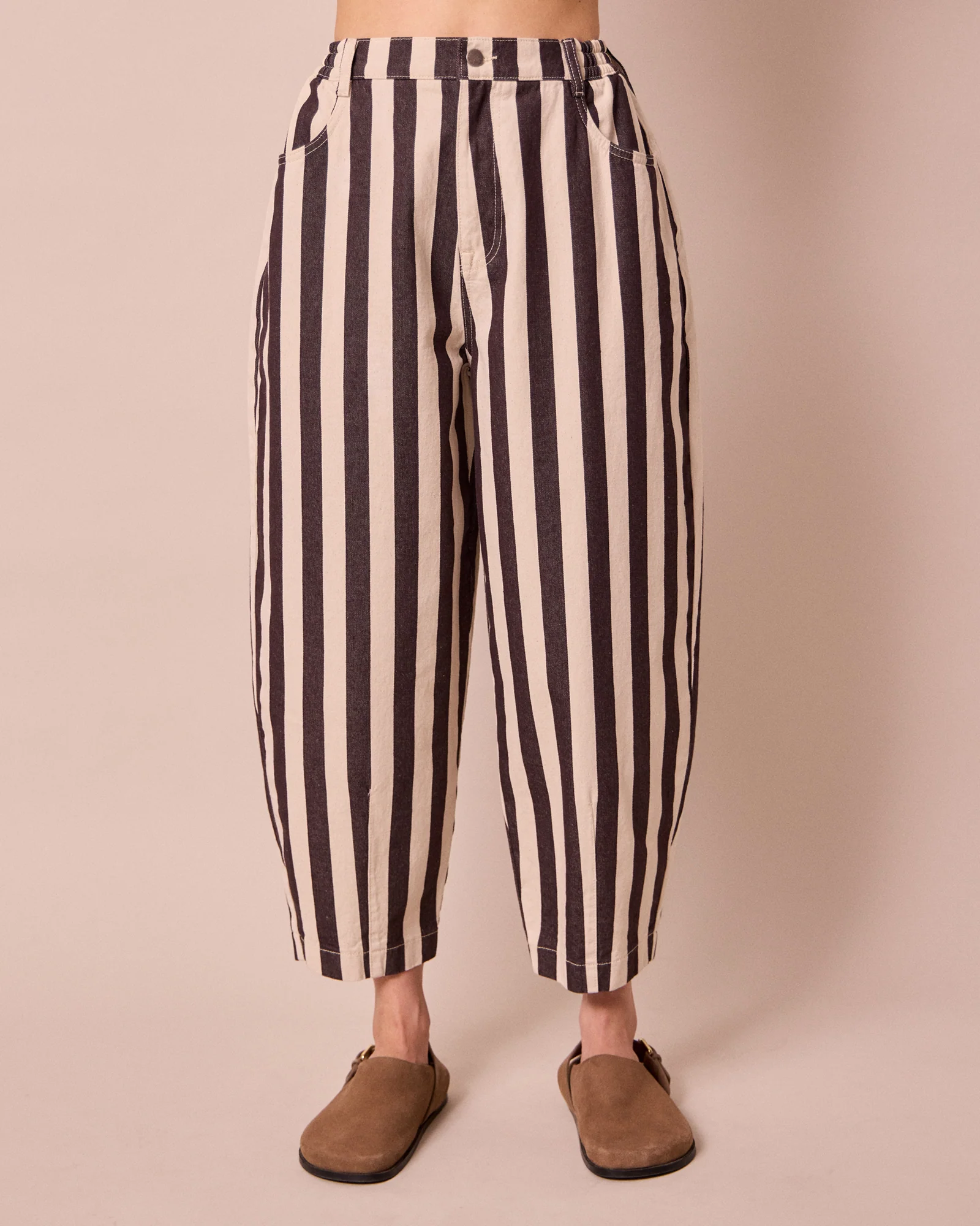 Remi Ecru & Chocolate Stripe Denim Jeans - Image 4