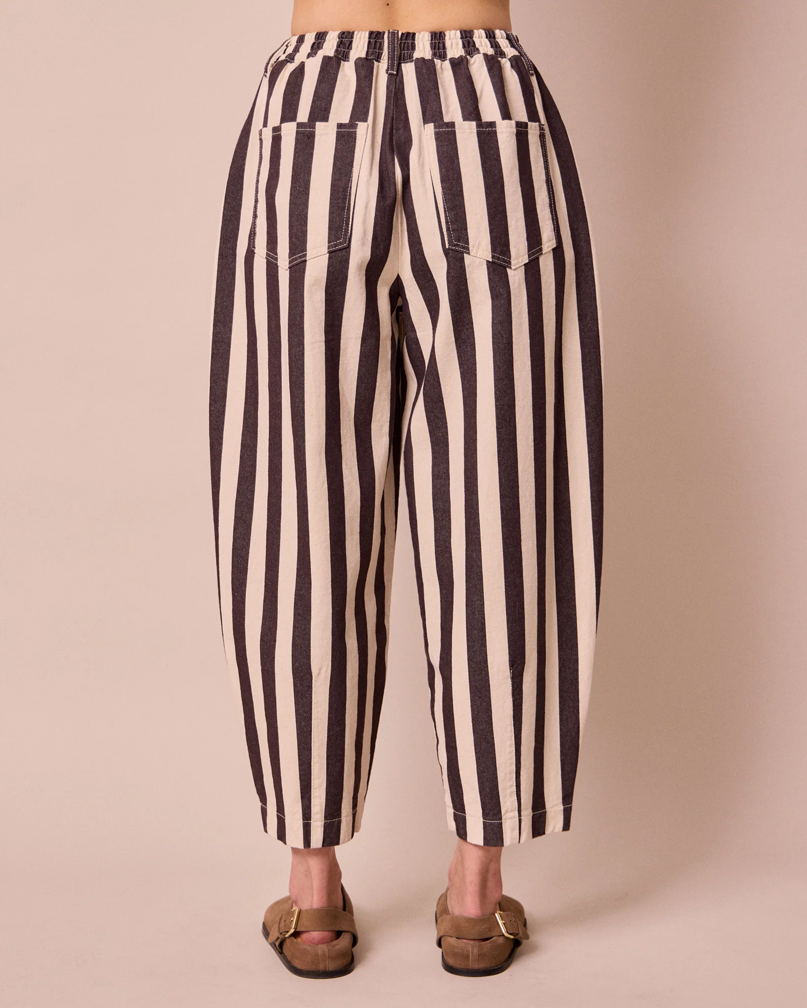 Remi Ecru & Chocolate Stripe Denim Jeans - Image 5