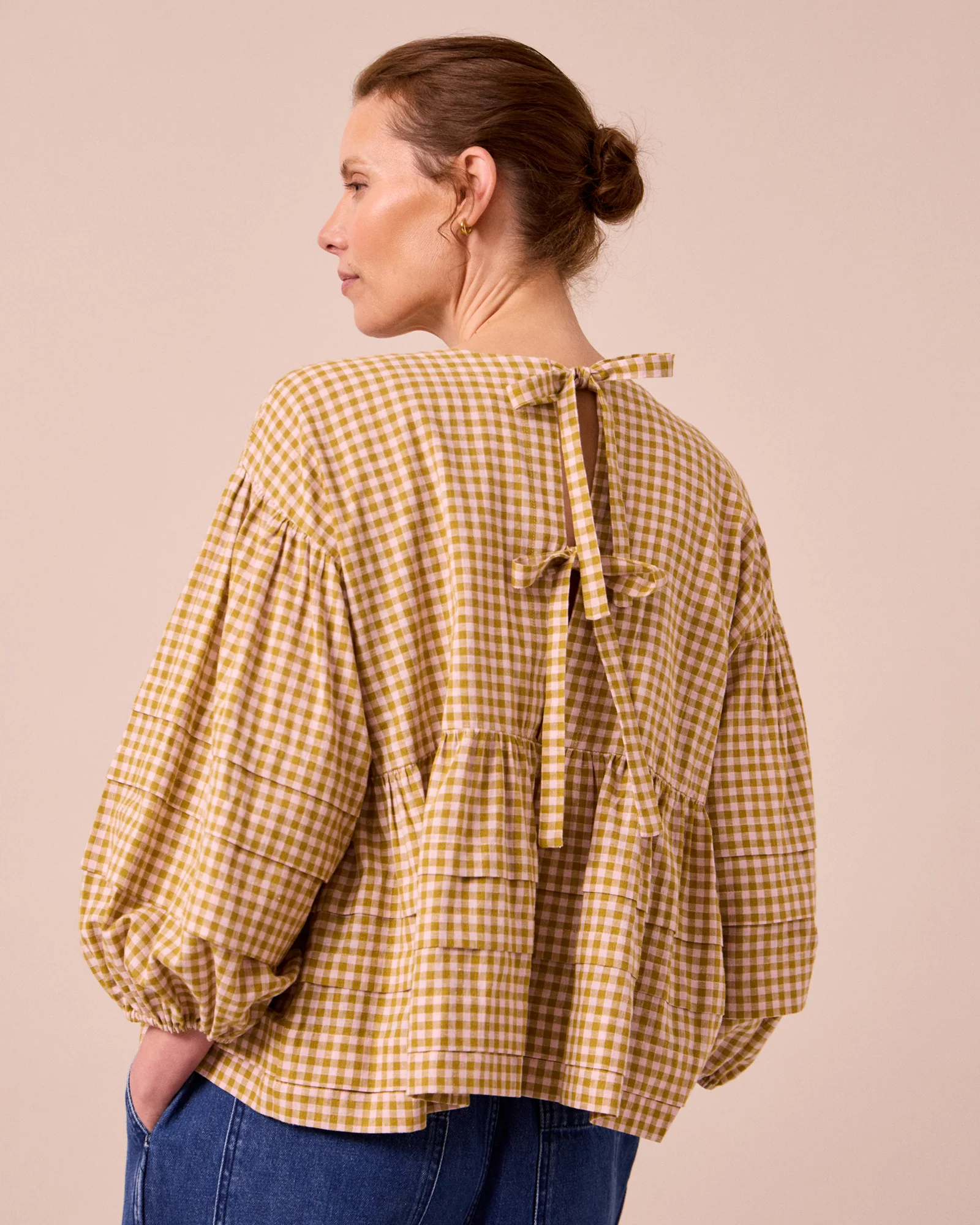 Simone Garden Gingham Cotton Linen Top - Image 4