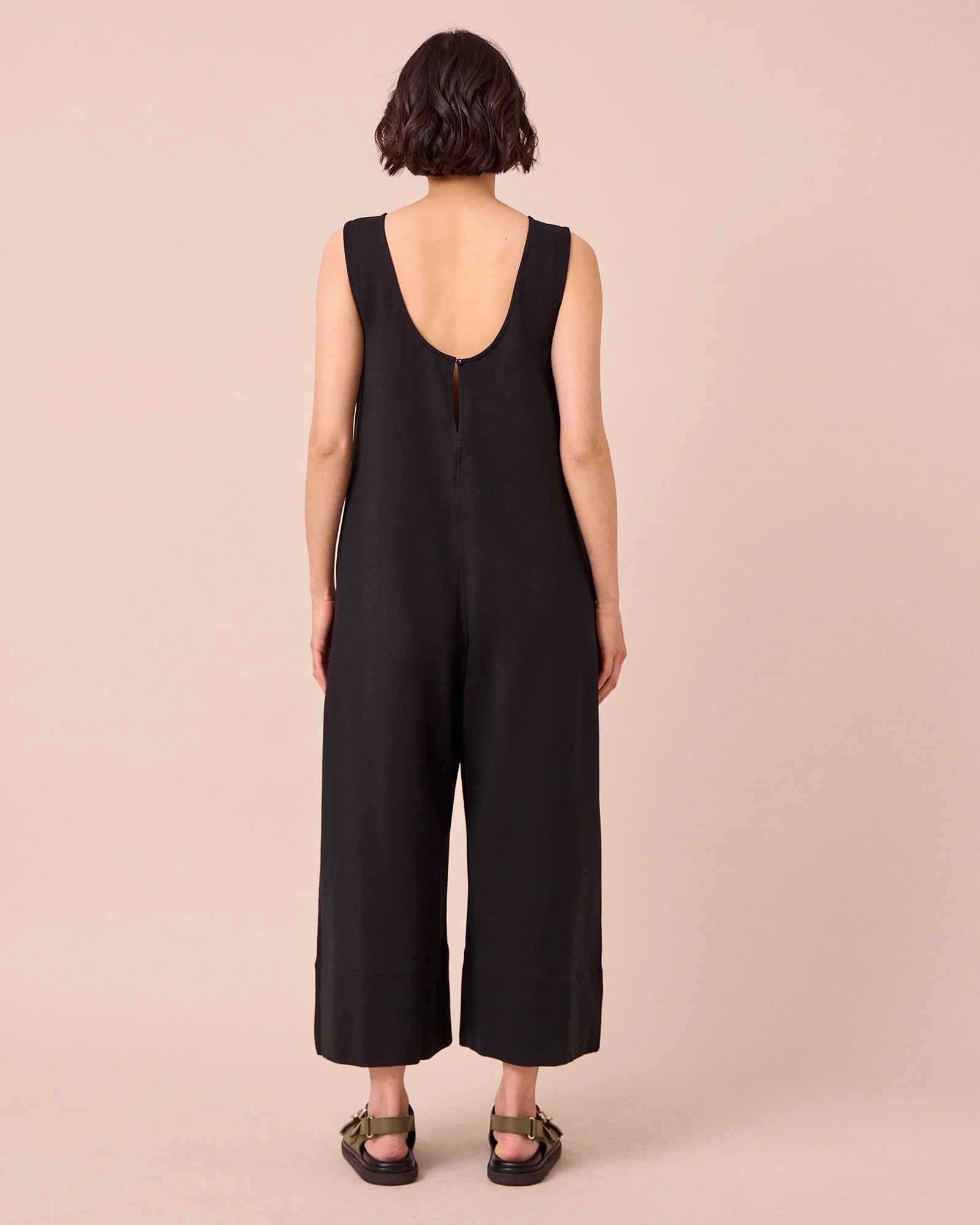 Vivienne Black Cotton Jersey Jumpsuit - Image 4